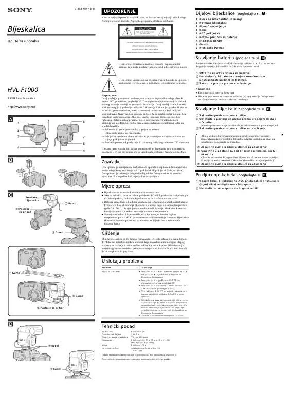 Mode d'emploi SONY HVL-F1000