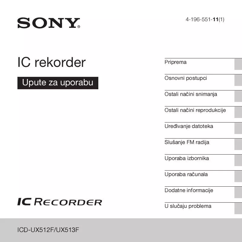 Mode d'emploi SONY ICD-UX512F