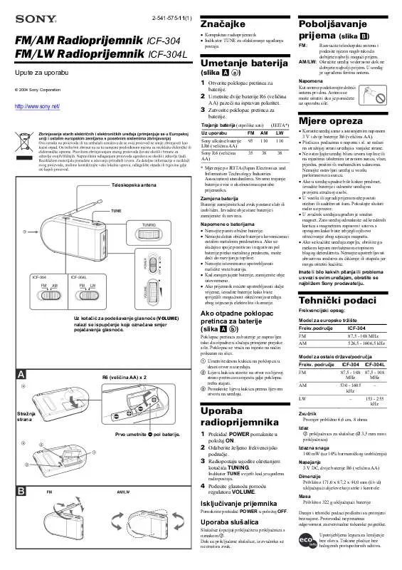 Mode d'emploi SONY ICF-304L