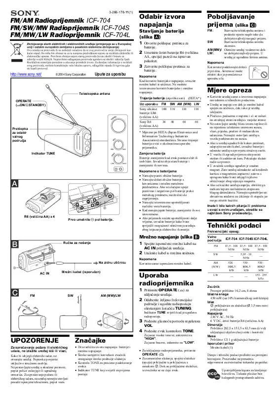 Mode d'emploi SONY ICF-704