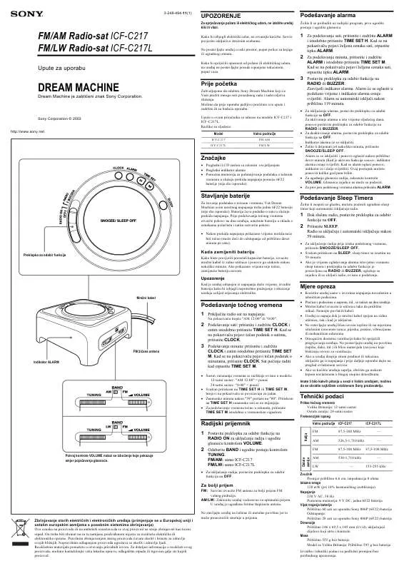 Mode d'emploi SONY ICF-C217L