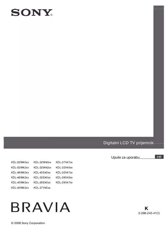 Mode d'emploi SONY KDL-26E4030