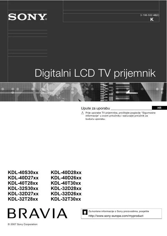 Mode d'emploi SONY KDL-32D2710