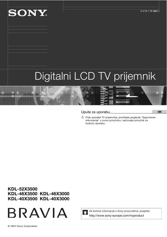 Mode d'emploi SONY KDL-46X3500