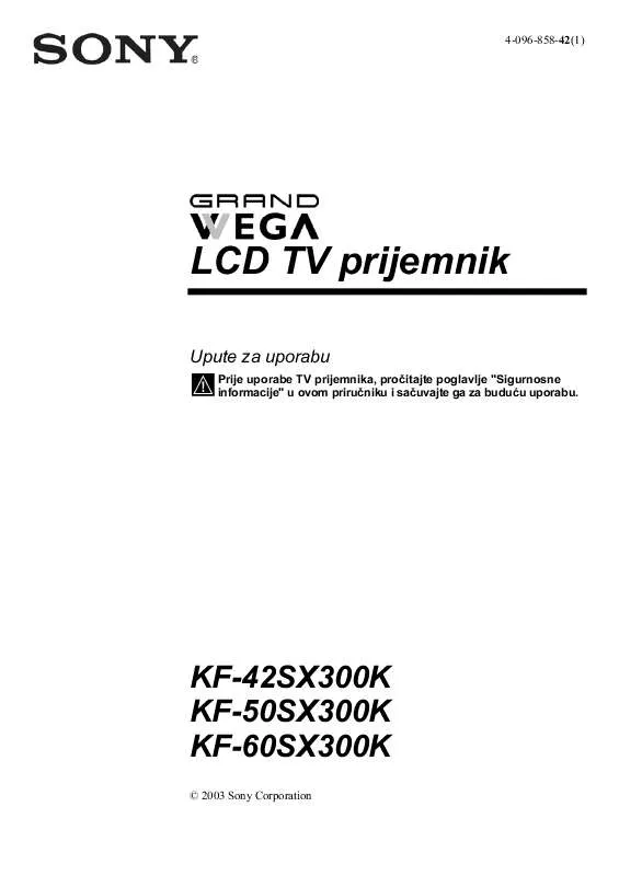 Mode d'emploi SONY KF-50SX300K