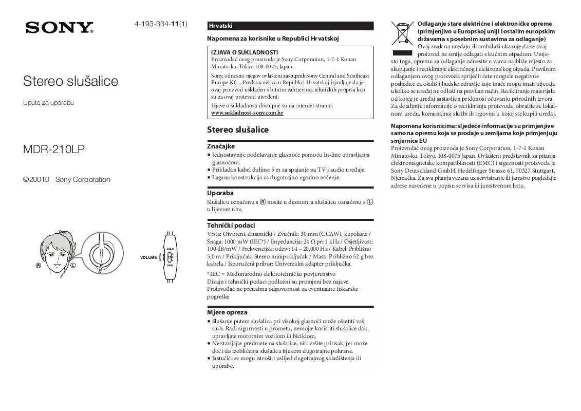 Mode d'emploi SONY MDR-210TV