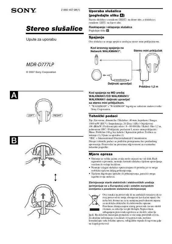 Mode d'emploi SONY MDR-D777LP