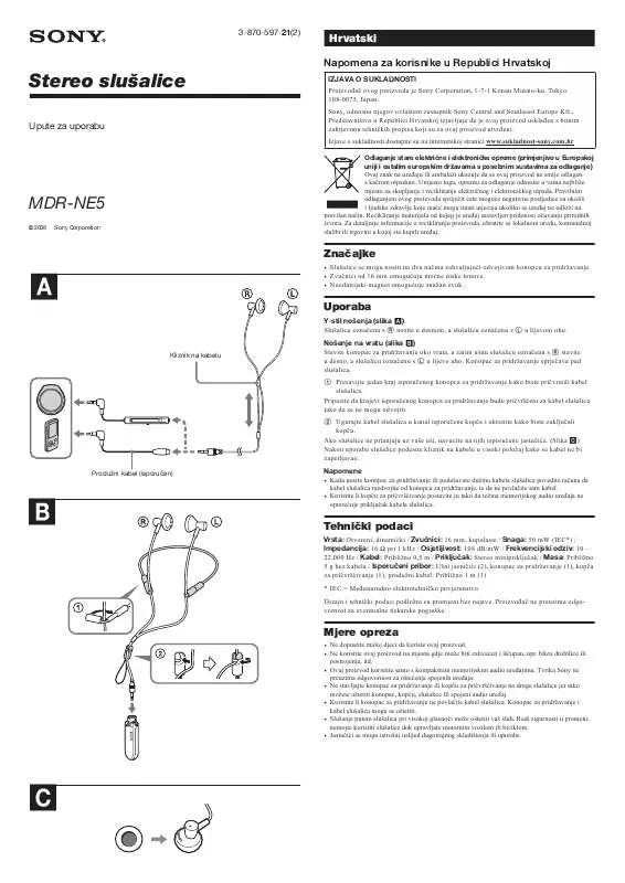 Mode d'emploi SONY MDR-NE5