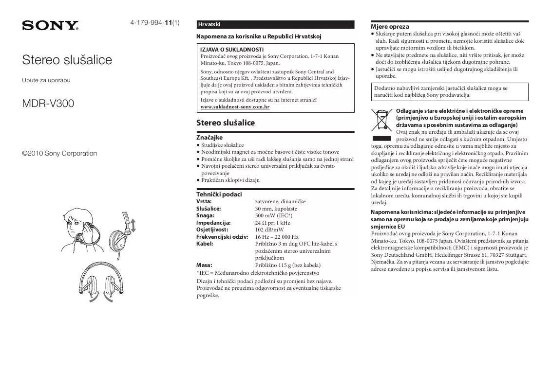 Mode d'emploi SONY MDR-V300