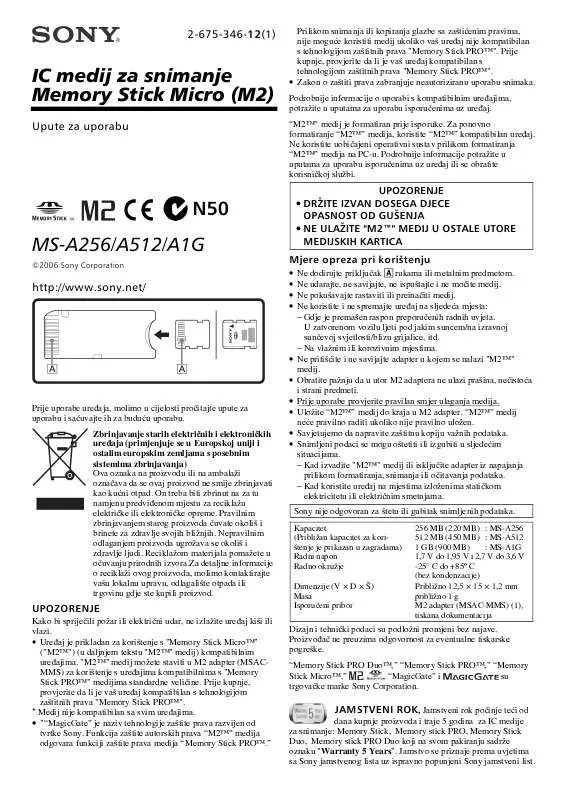 Mode d'emploi SONY MSA-1G