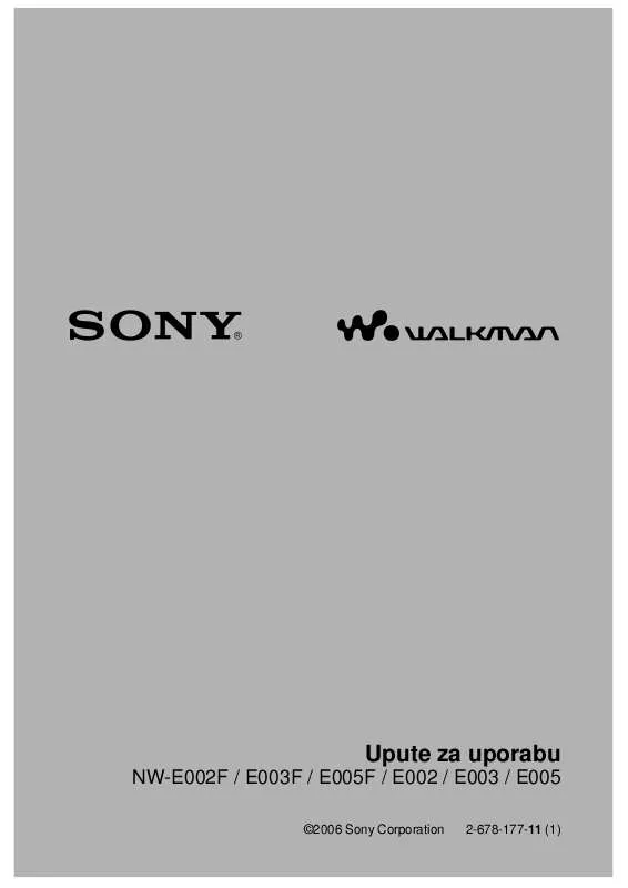 Mode d'emploi SONY NW-E003F