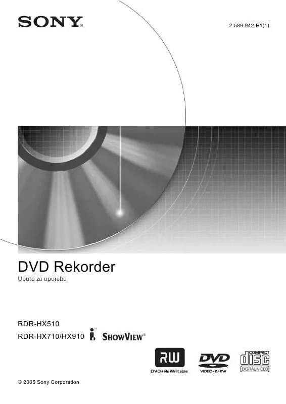 Mode d'emploi SONY RDR-HX910