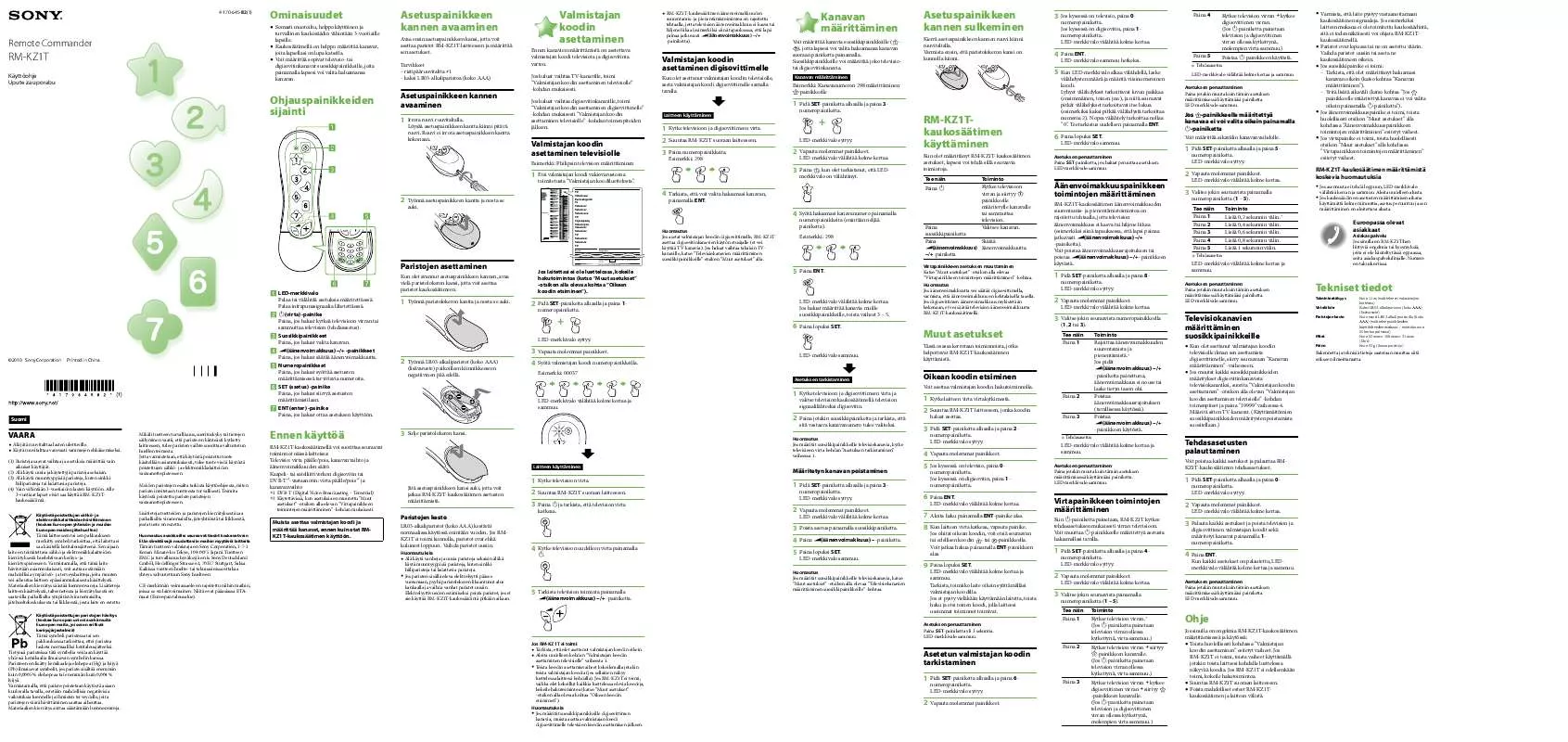 Mode d'emploi SONY RM-KZ1T