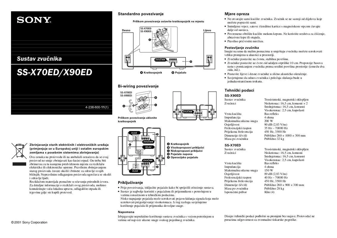 Mode d'emploi SONY SS-X90ED