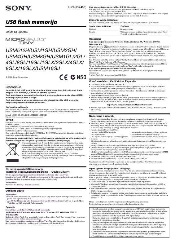 Mode d'emploi SONY USM16GLX