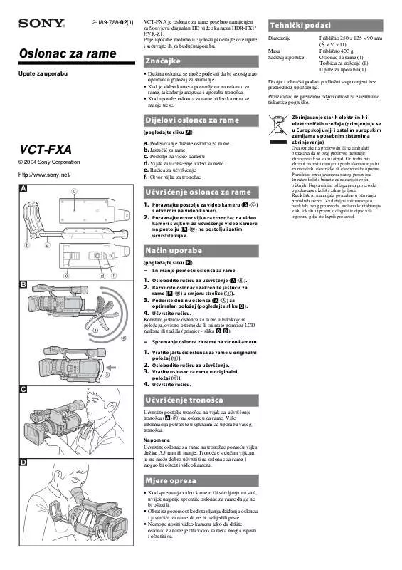 Mode d'emploi SONY VCT-FXA