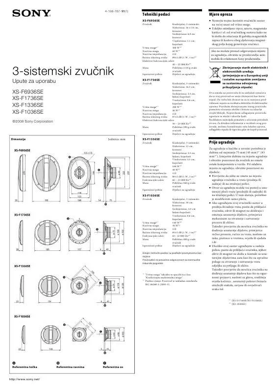 Mode d'emploi SONY XS-F1336SE