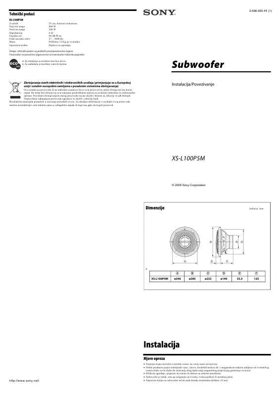 Mode d'emploi SONY XS-L100P5M