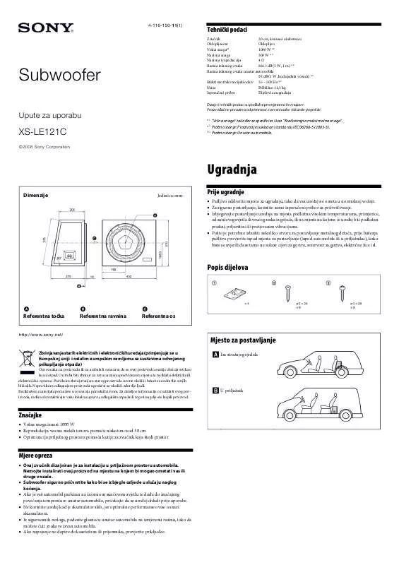 Mode d'emploi SONY XS-LE121C