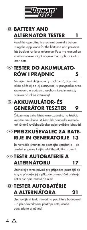 Mode d'emploi ULTIMATE SPEED KH 4103 BATTERY AND ALTERNATOR TESTER