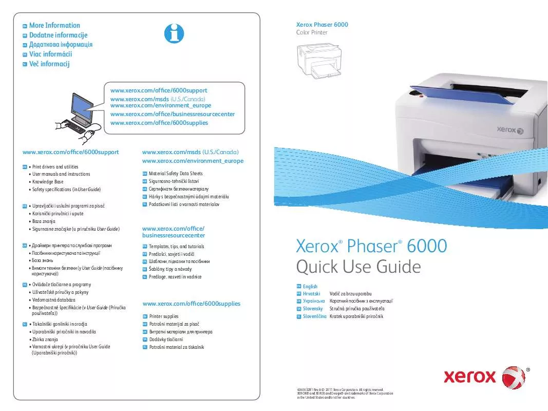 Mode d'emploi XEROX PHASER 6000