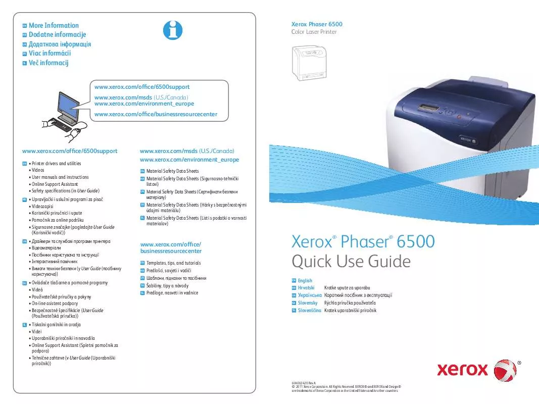 Mode d'emploi XEROX PHASER 6500