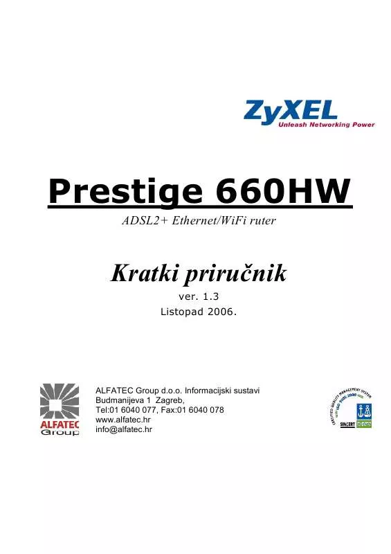 Mode d'emploi ZYXEL PRESTIGE 660HW